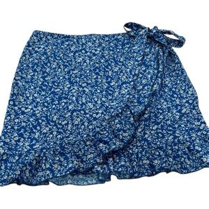 Floral Blue Wrap Skirt